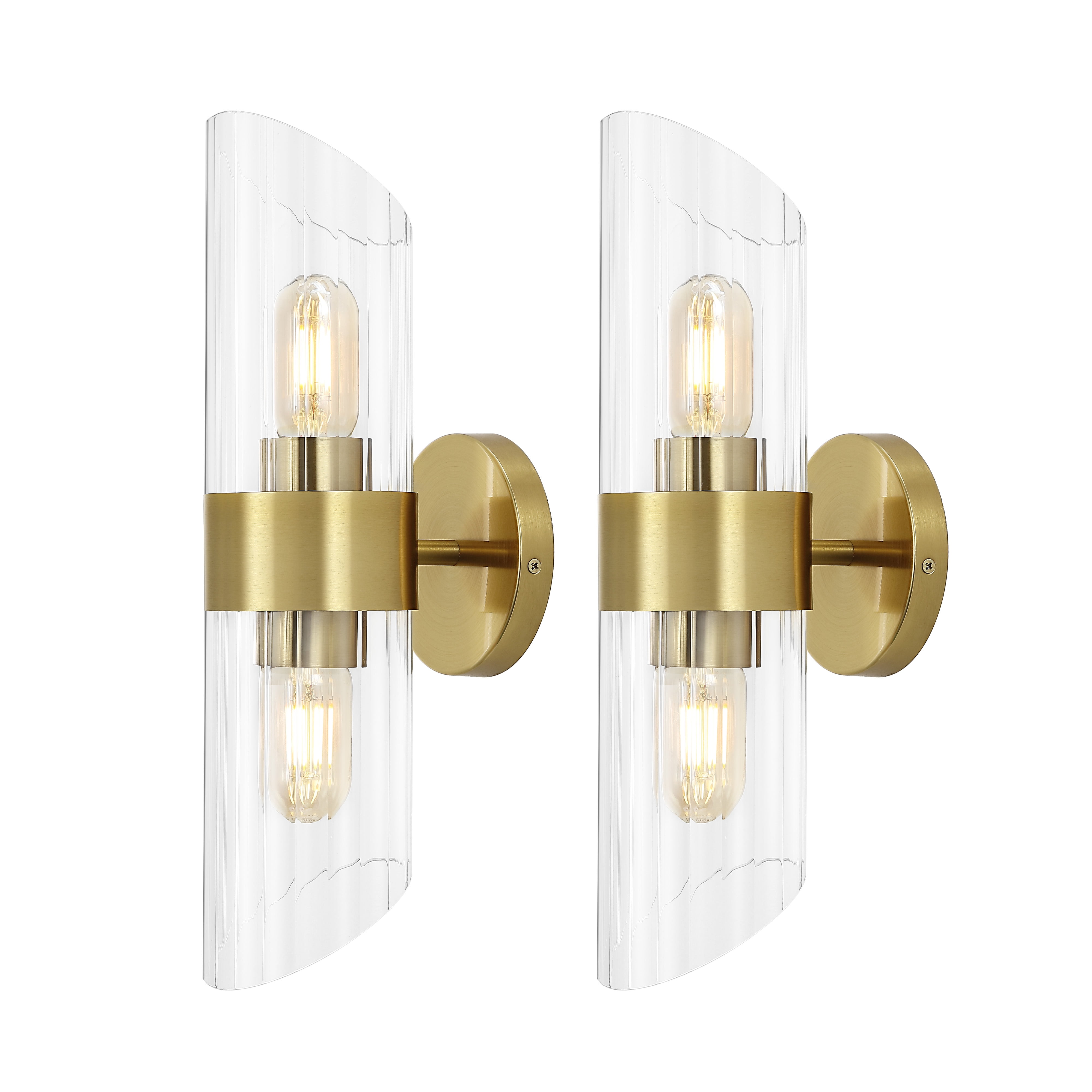 Eytan 17" Brass Gold Cylinder Wall Sconce with Clear Shade
