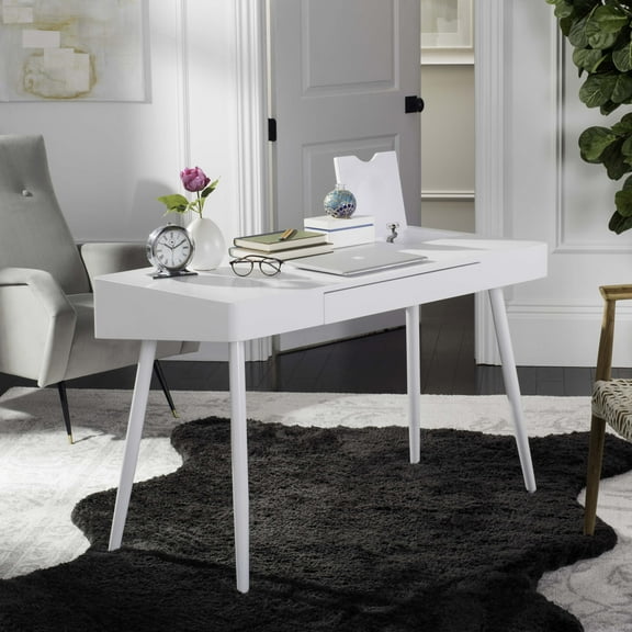 SAFAVIEH Fadri Mid-Century Scandinavian One Drawer Desk, White