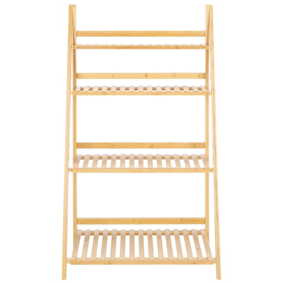 SAFAVIEH Faisal 4 Tier Ladder Shelf, Natural Bamboo (27.6 in. W x 15.7 in. D x 47.2 in. H)
