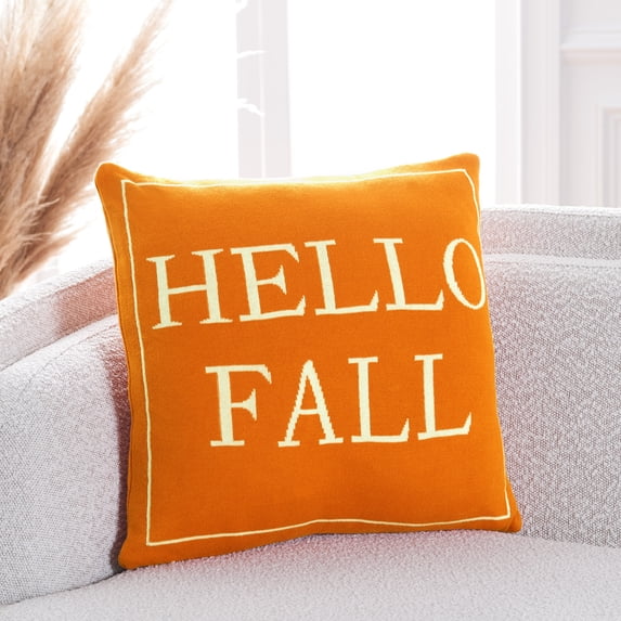 SAFAVIEH Fall Throw, 18" x 18", Orange/Natural