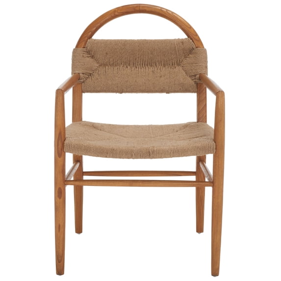 SAFAVIEH Farley Classic Jute Rope Solid Dining Armchair, Brown/Natural