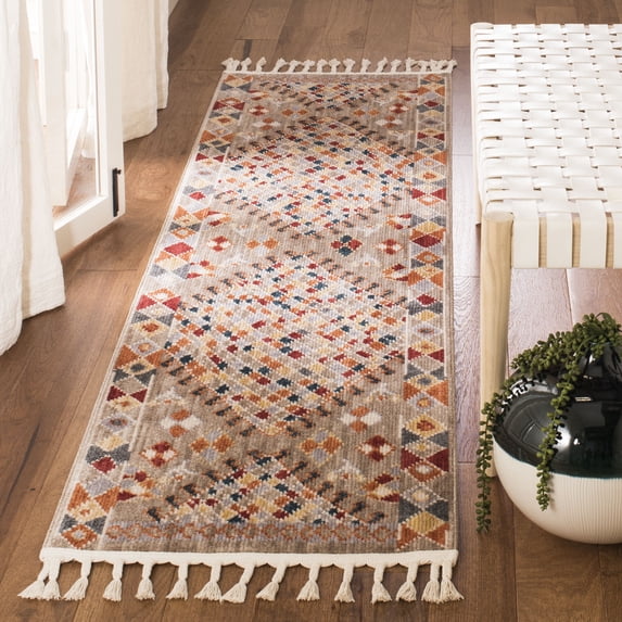Safavieh Farmhouse Amina Southwestern Runner Rug, Taupe/Navy, 2'1" x 8'