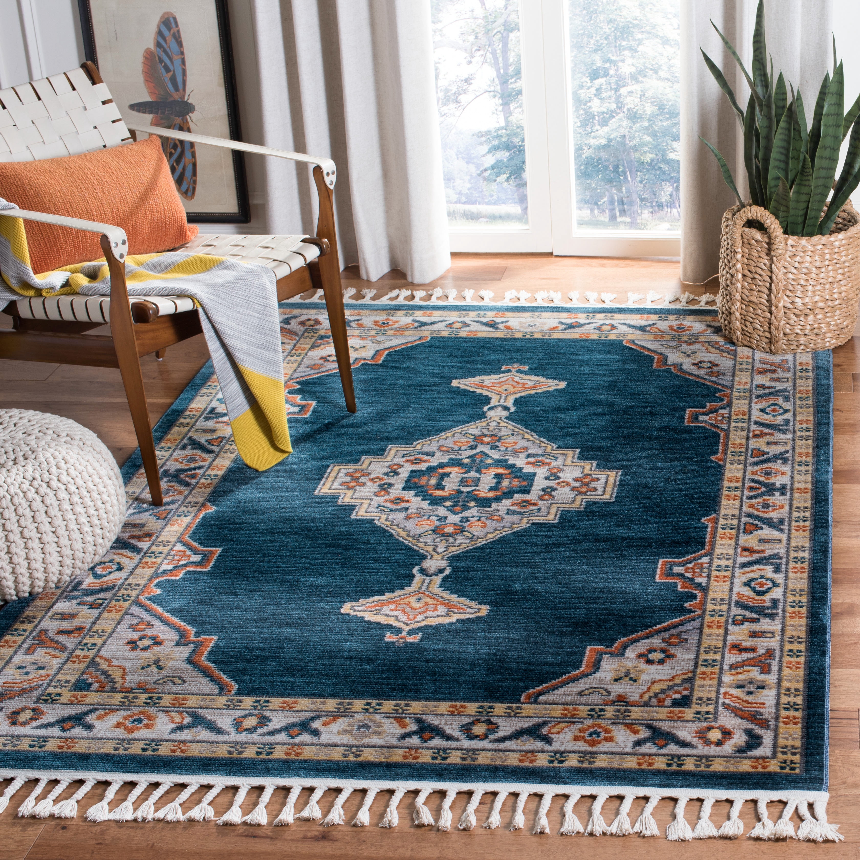 Safavieh Farmhouse Arline Southwestern Area Rug, Cream/Navy, 9' x 12'
