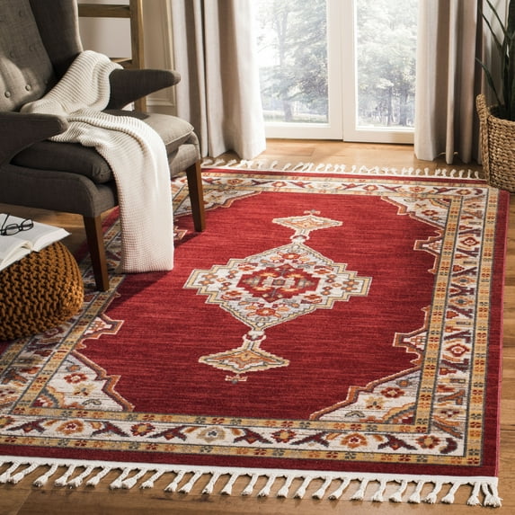 Safavieh Farmhouse Arline Southwestern Area Rug, Creme/Red, 6'3" x 6'3" Square