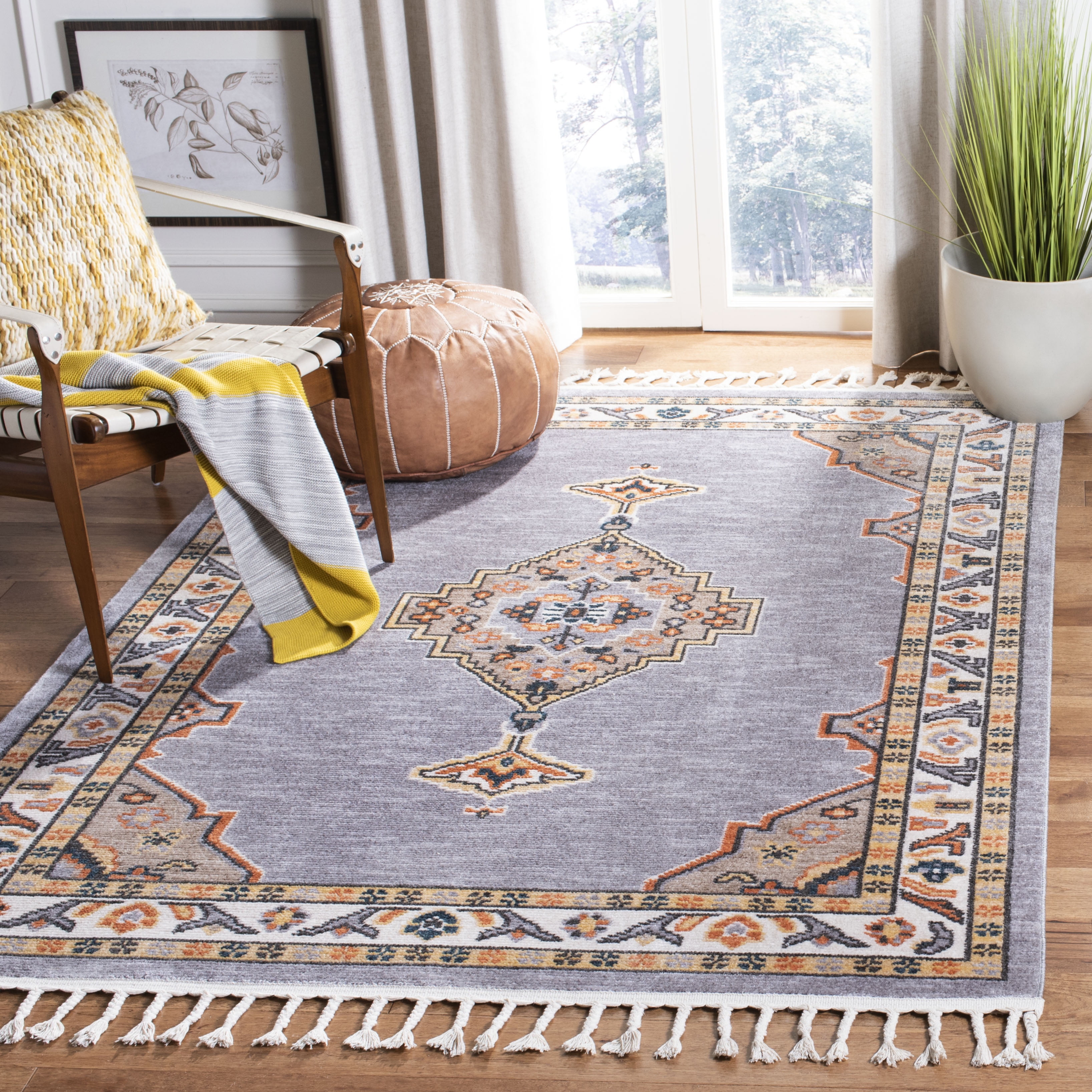 Safavieh Farmhouse Arline Southwestern Area Rug, Gray/Orange, 3' x 5'