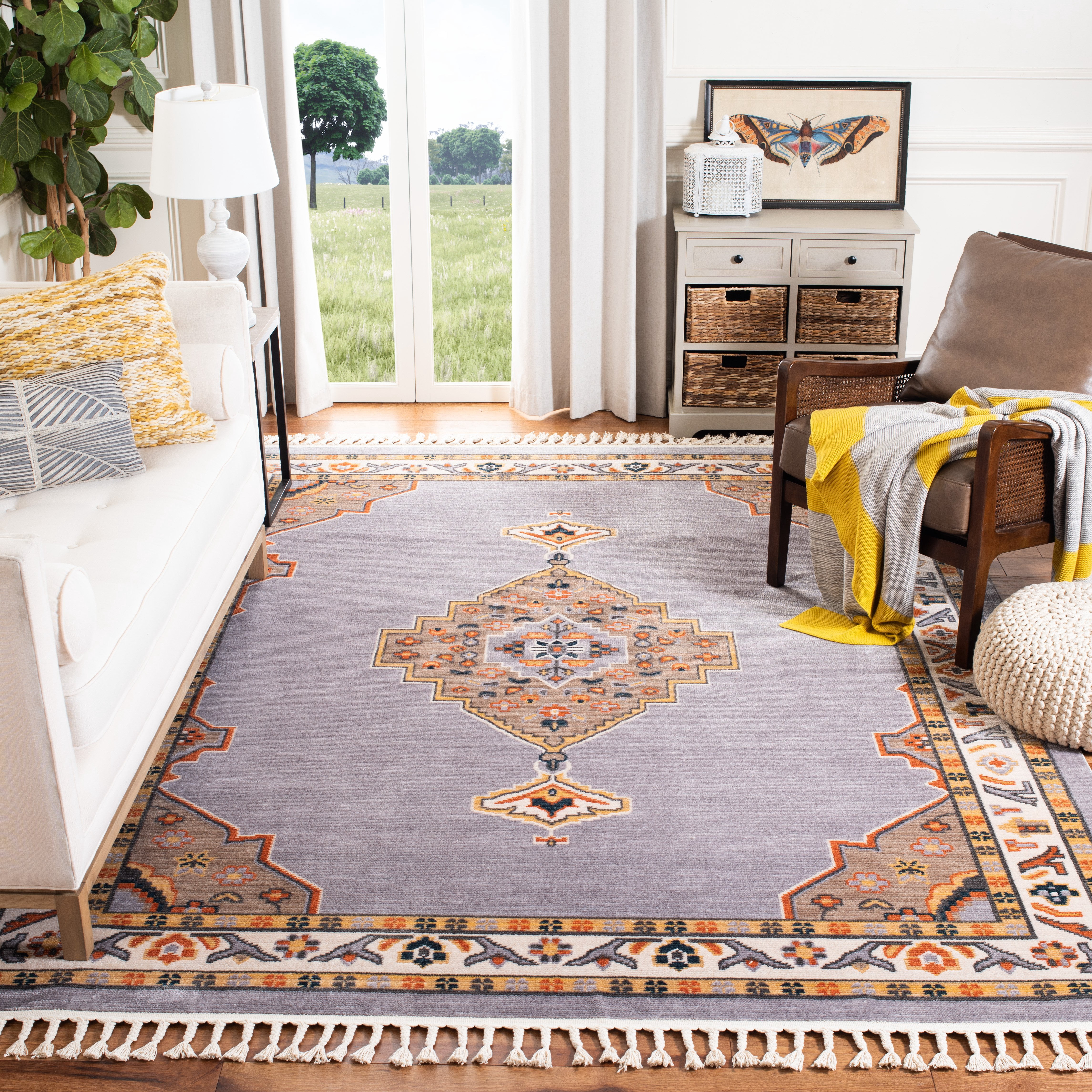Safavieh Farmhouse Arline Southwestern Area Rug, Gray/Orange, 9' x 12'