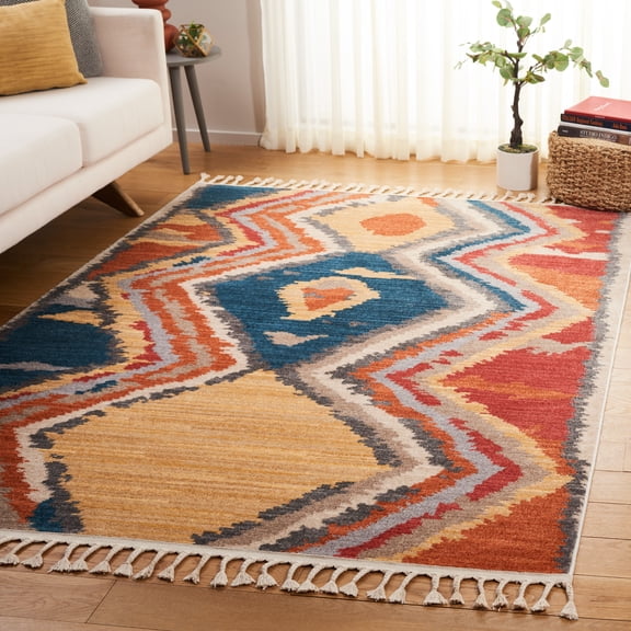 Safavieh Farmhouse Charlie Geometric Area Rug, Yellow/Red, 4' x 5'4"