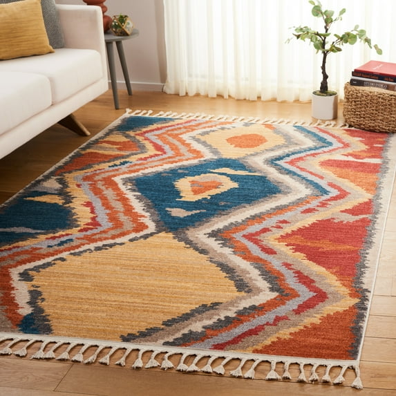 Safavieh Farmhouse Charlie Geometric Area Rug, Yellow/Red, 4' x 5'4"