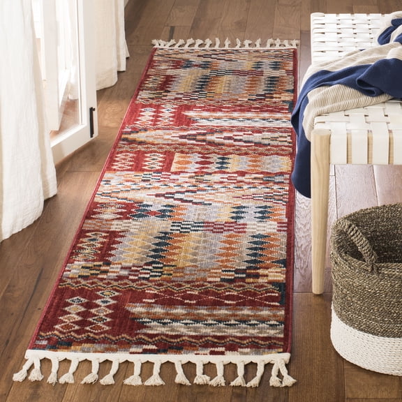 Safavieh Farmhouse Evonne Southwestern Runner Rug, Navy/Red, 2'1" x 8'