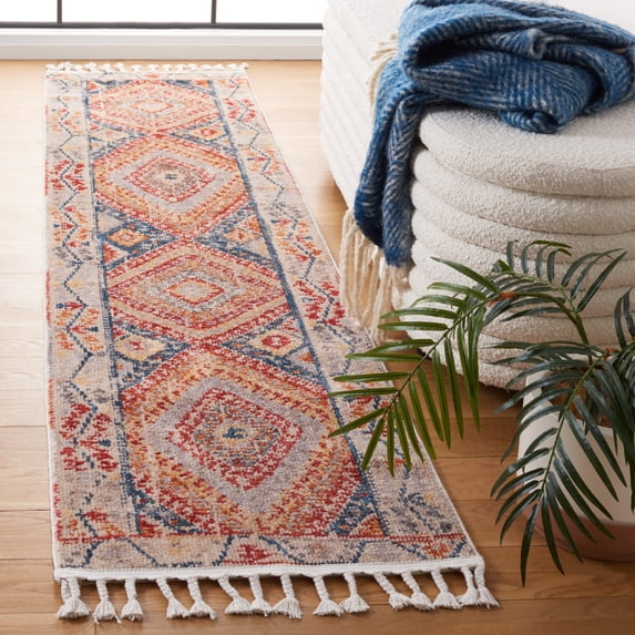 Safavieh Farmhouse Flannery Southwestern Runner Rug, Ivory/Navy, 2'1" x 12'