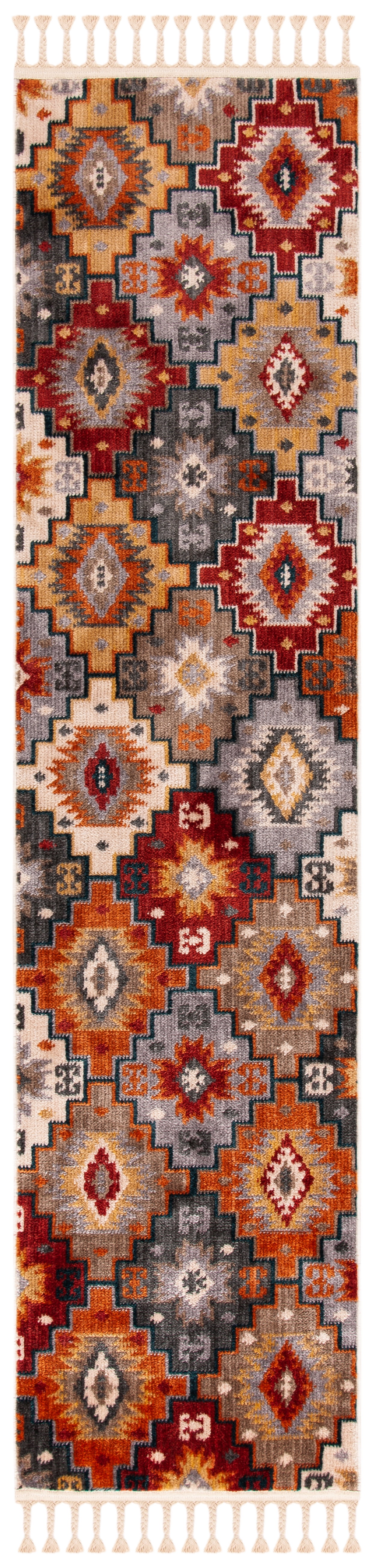 Braided Medallion 25'' Red and Grey Wool Blend Runner Rug