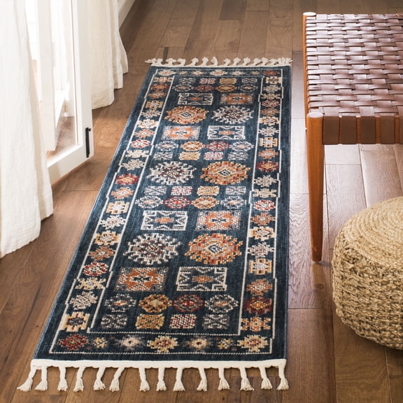 Safavieh Farmhouse Medici Southwestern Runner Rug, Navy/Orange, 2'1" x 10'