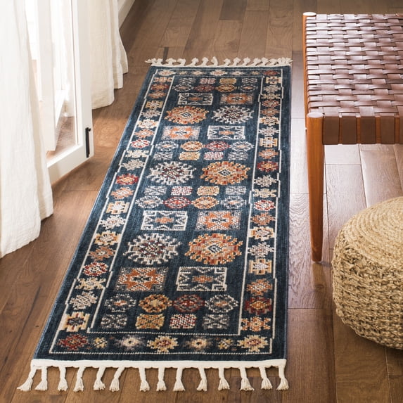Safavieh Farmhouse Medici Southwestern Runner Rug, Navy/Orange, 2'1" x 6'