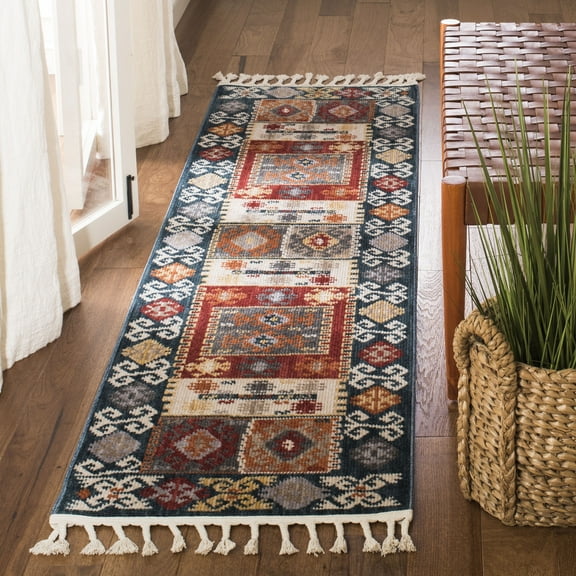 Safavieh Farmhouse Milford Southwestern Runner Rug, Cream/Navy, 2'1" x 8'