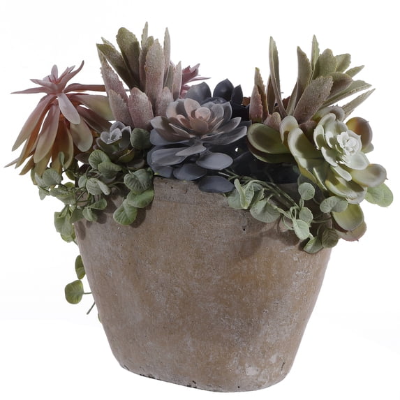 SAFAVIEH Faux 13 Inch Succulent Potted Plant, Grey