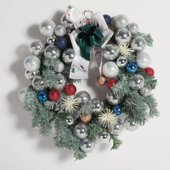 SAFAVIEH Faux 20 Inch Pine Led Wreath W/ Ornaments, Multi