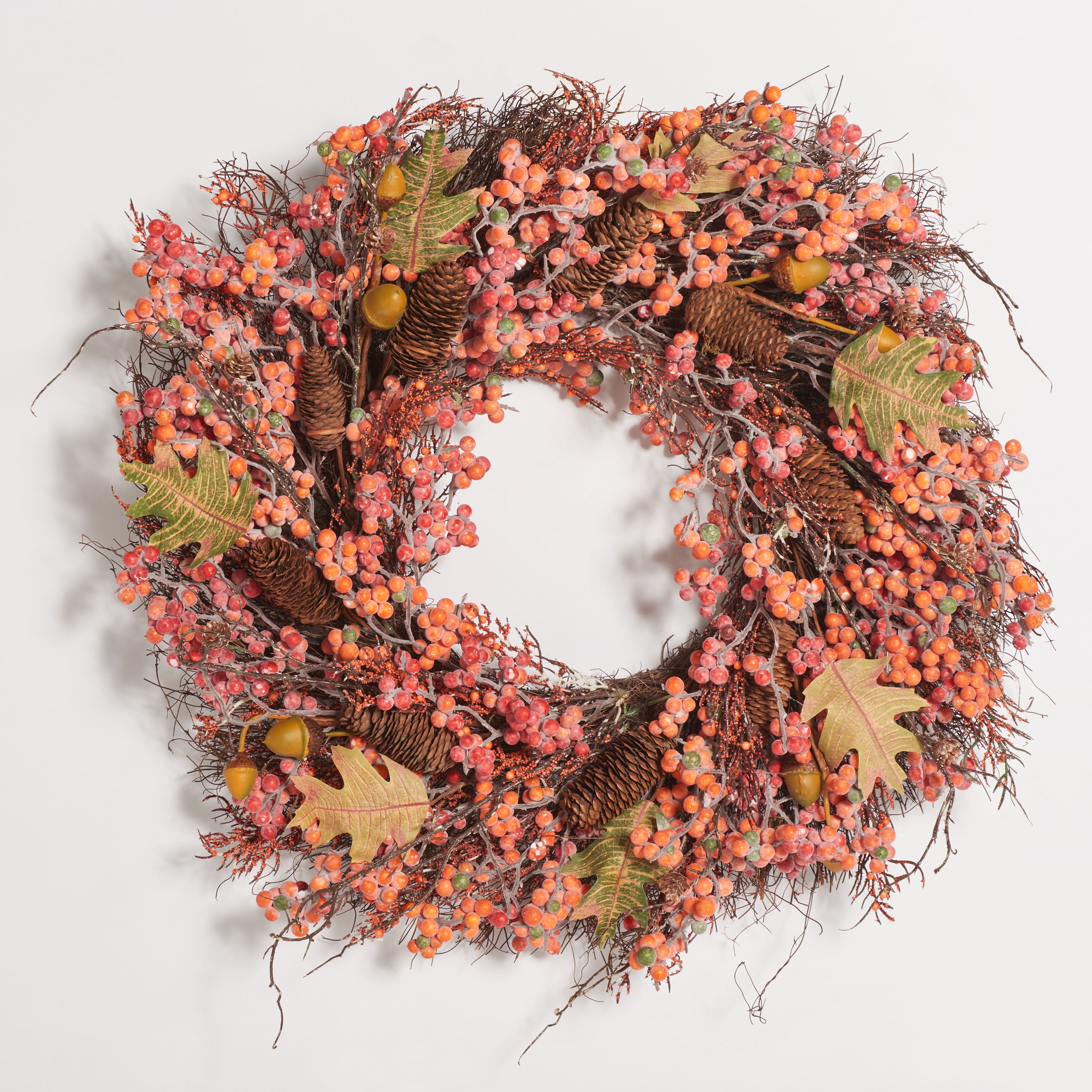 26" Multicolor Faux Berry, Acorn, Pine Cone & Oak Leaf Wreath