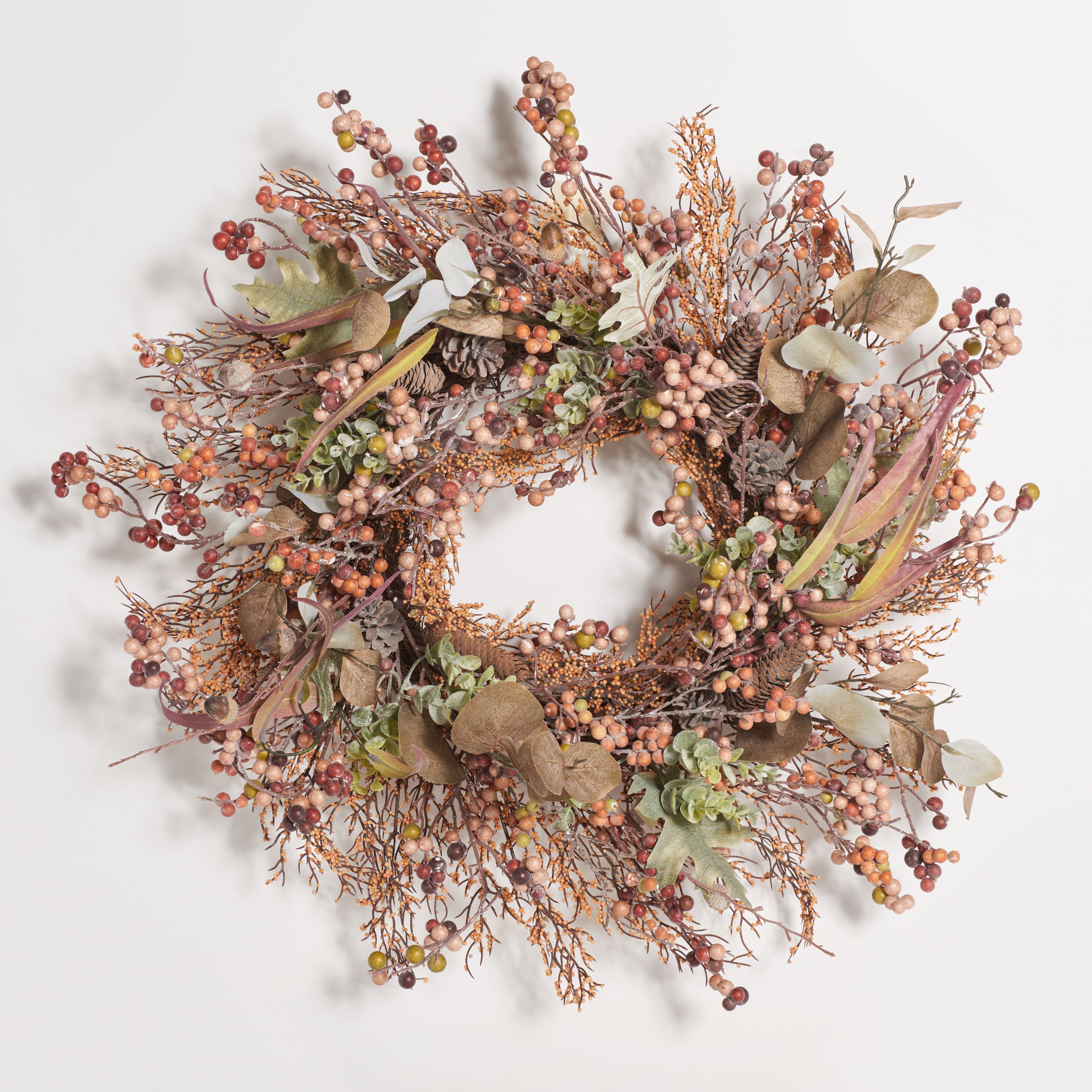 Rustic 26-Inch Faux Berry and Acorn Fall Wreath