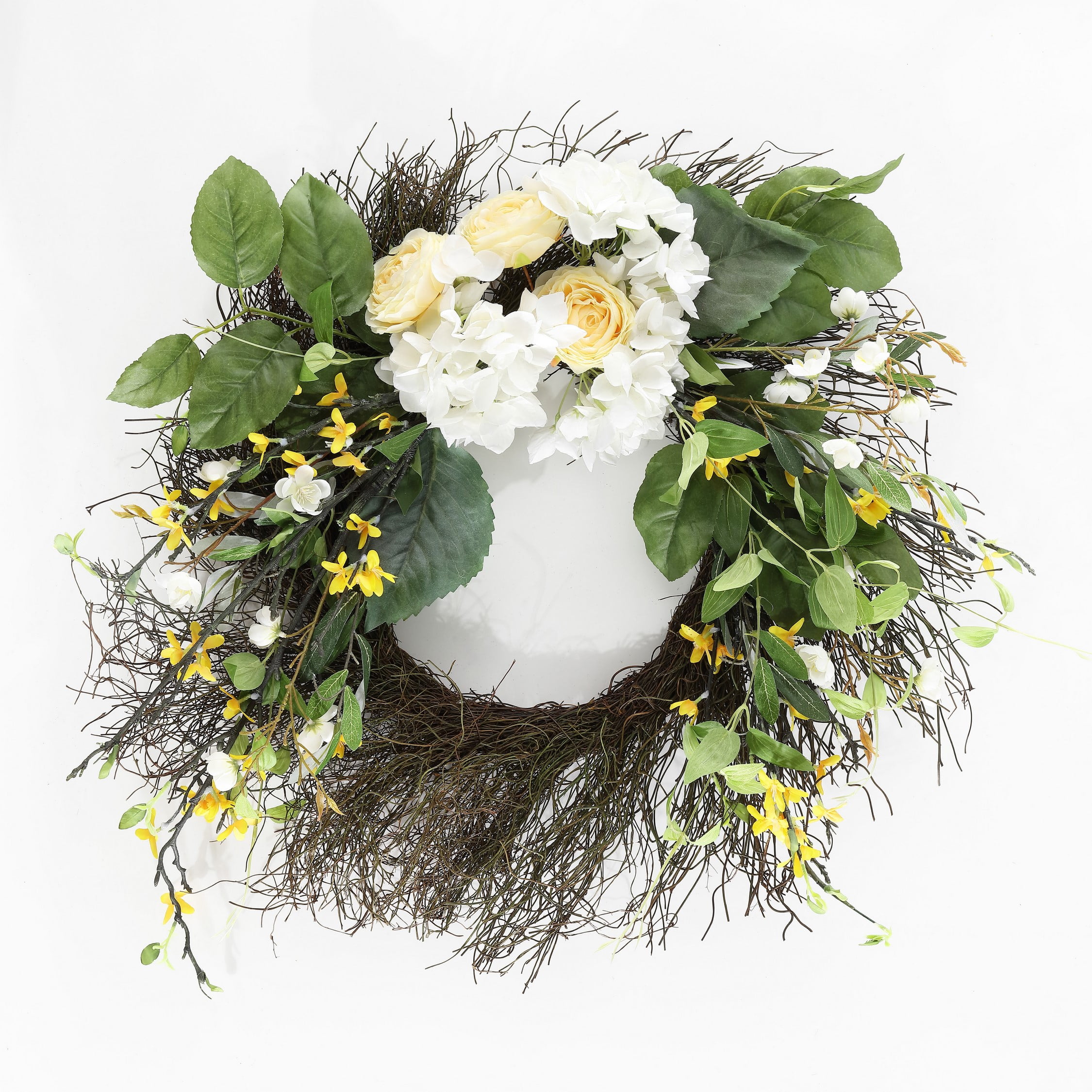 26" Multicolor Faux Hydrangea and Spring Blossom Wreath