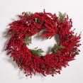 thumbnail image 1 of SAFAVIEH Faux 30 Inch Red Berry & Pine Led Wreath, Deep Red/Green, 1 of 7