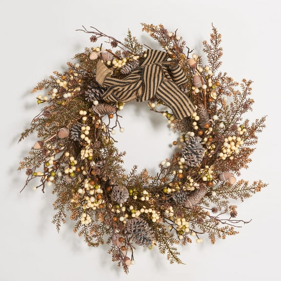 SAFAVIEH Faux 31 Inch Berry & Pine Cone Wreath W/ Bow, Multi