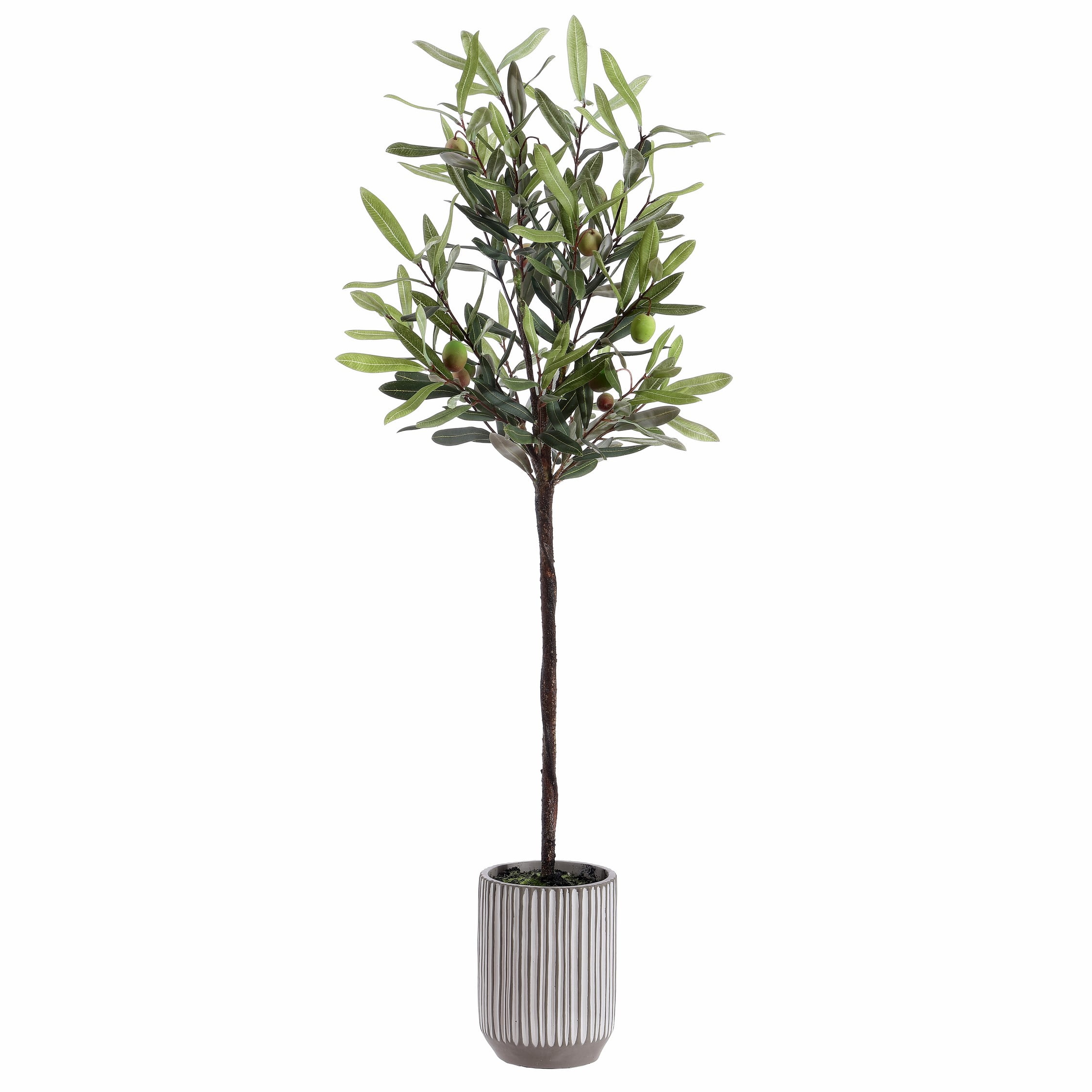 36-inch Faux Olive Tree in Ribbed White Ceramic Pot