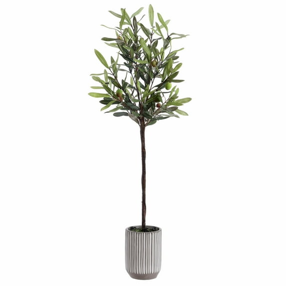 SAFAVIEH Faux 36 Inch Olive Potted Tree, White/Grey