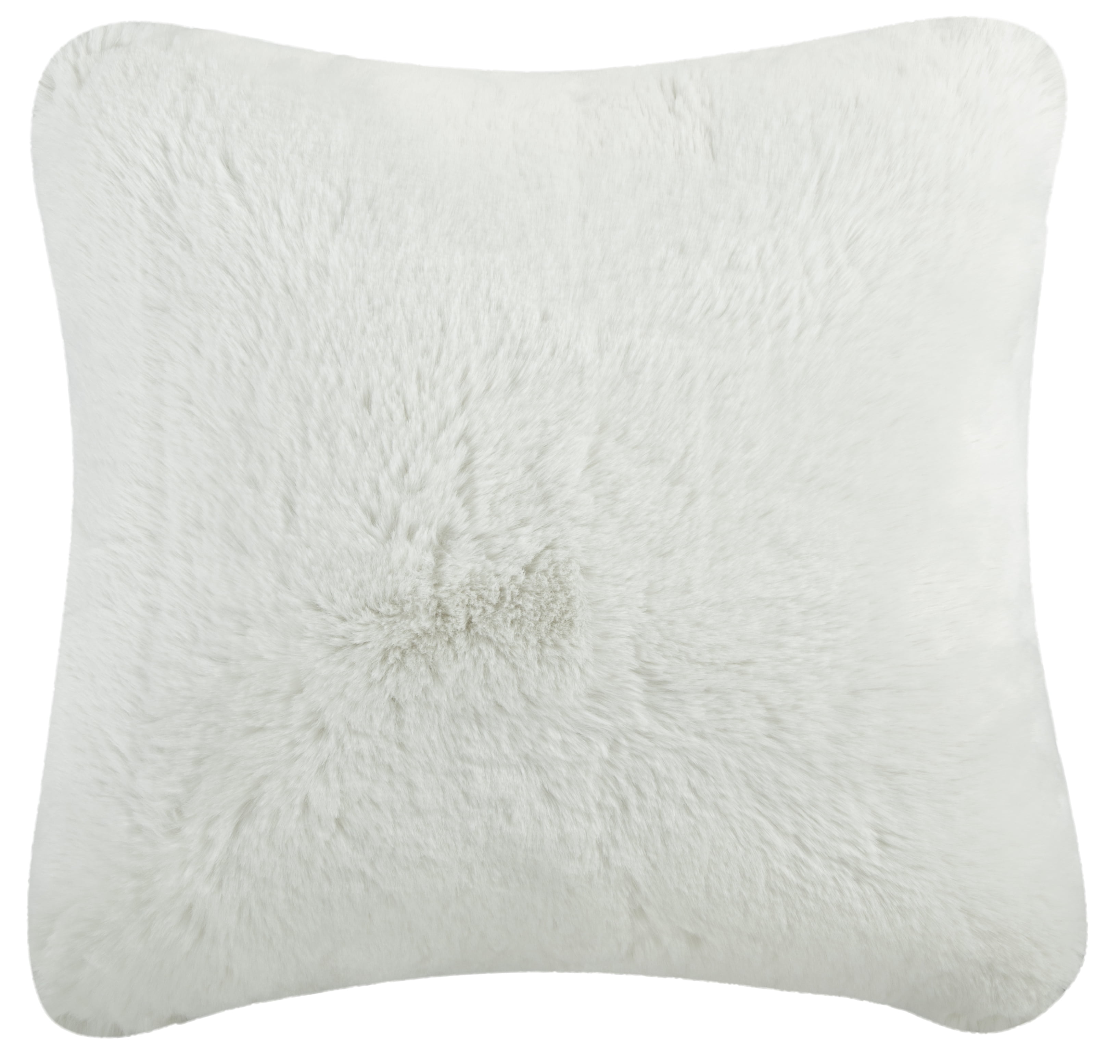 Snow White Faux Fur Feather Fill Square Throw Pillow