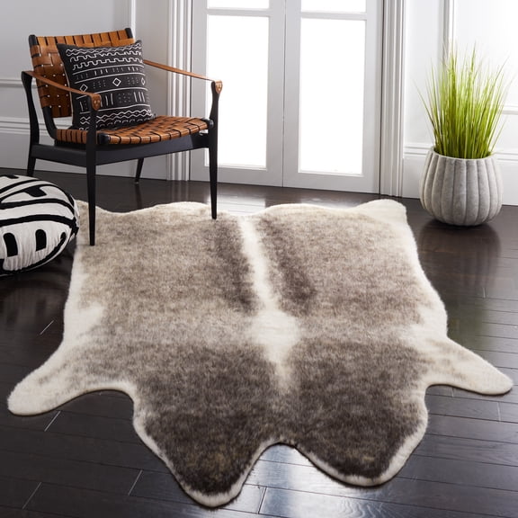 Safavieh Faux Cow Hide Daisy Novelty Area Rug, Gray/Ivory, 6' x 8'