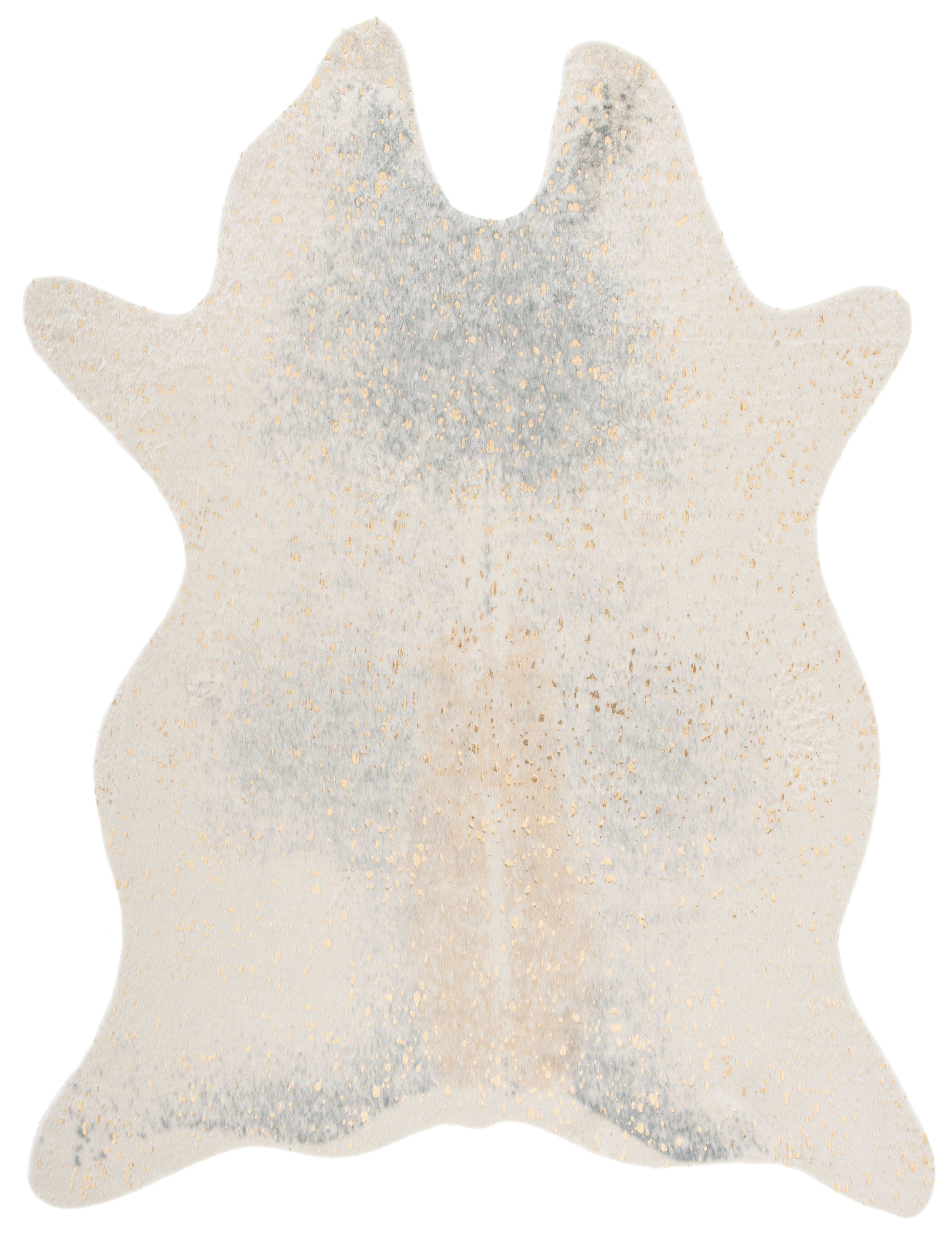 Gray and Beige Faux Cowhide Rectangular Area Rug, 3' x 5'