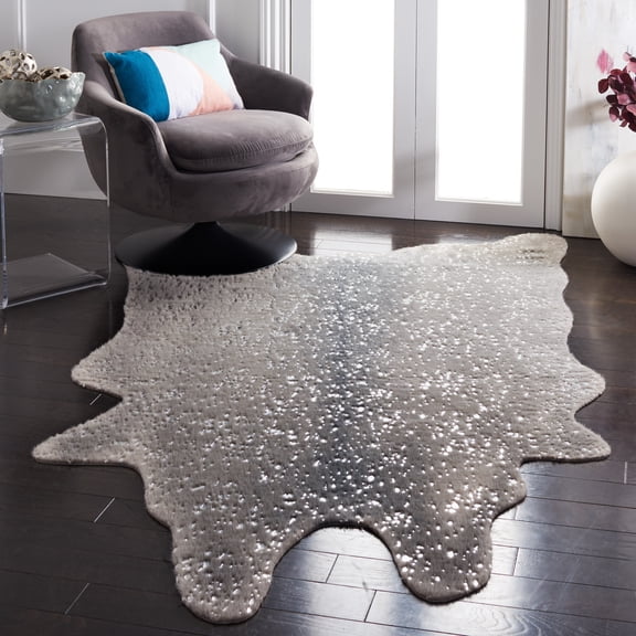 Safavieh Faux Cow Hide Daley Novelty Area Rug, Dark Gray/Silver, 5' x 6'5"