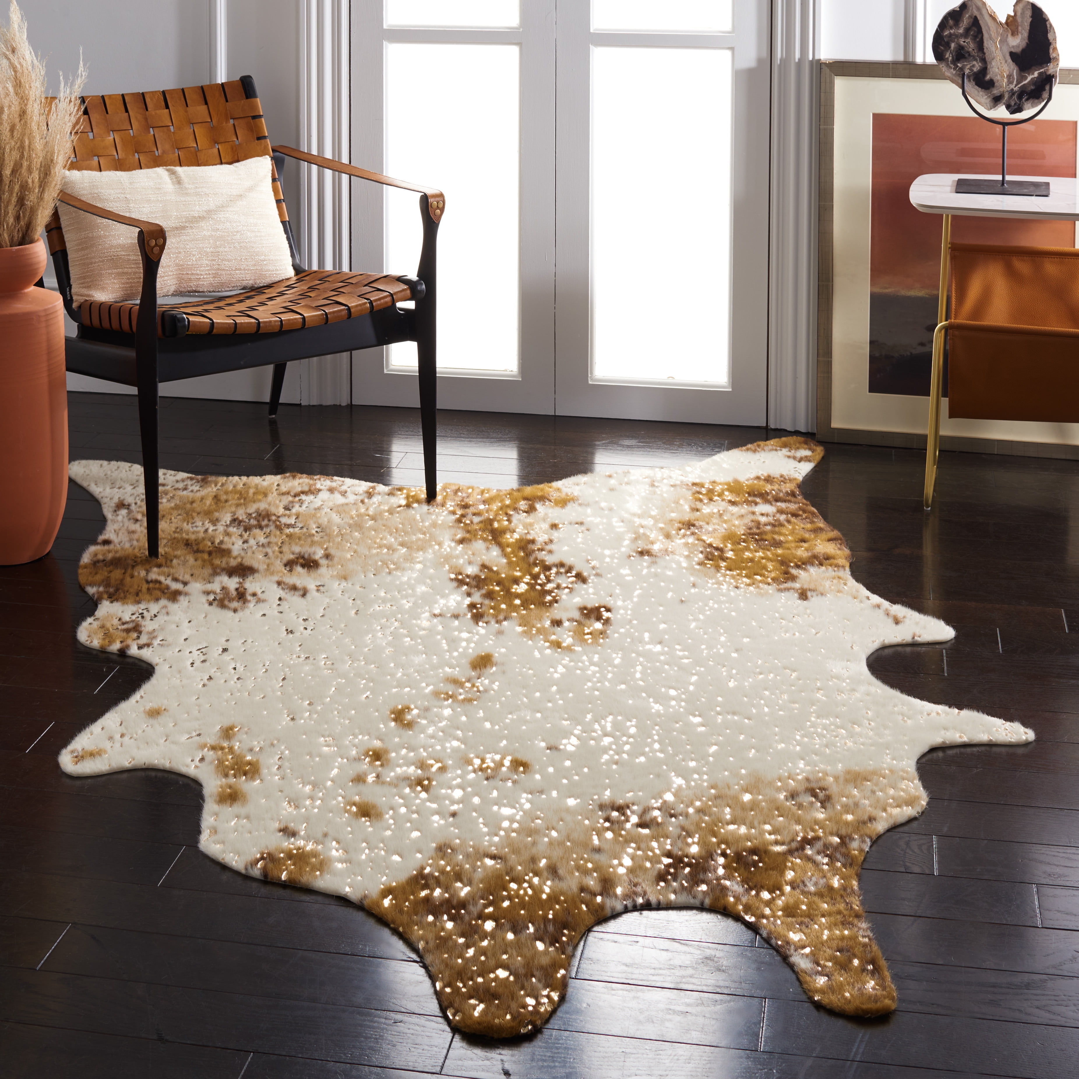 Safavieh Faux Cow Hide Dalia Novelty Area Rug, Beige/Dark Brown, 6' x 8'