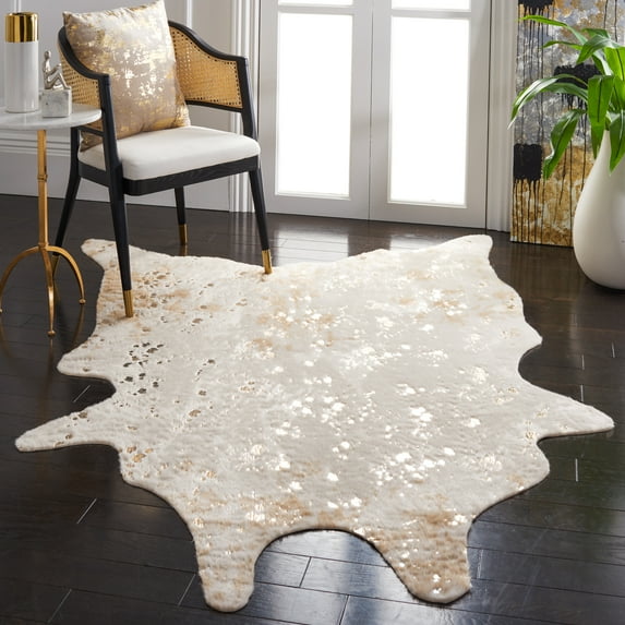 Safavieh Faux Cow Hide Dalia Novelty Area Rug, Beige/Gold, 5' x 6'5"
