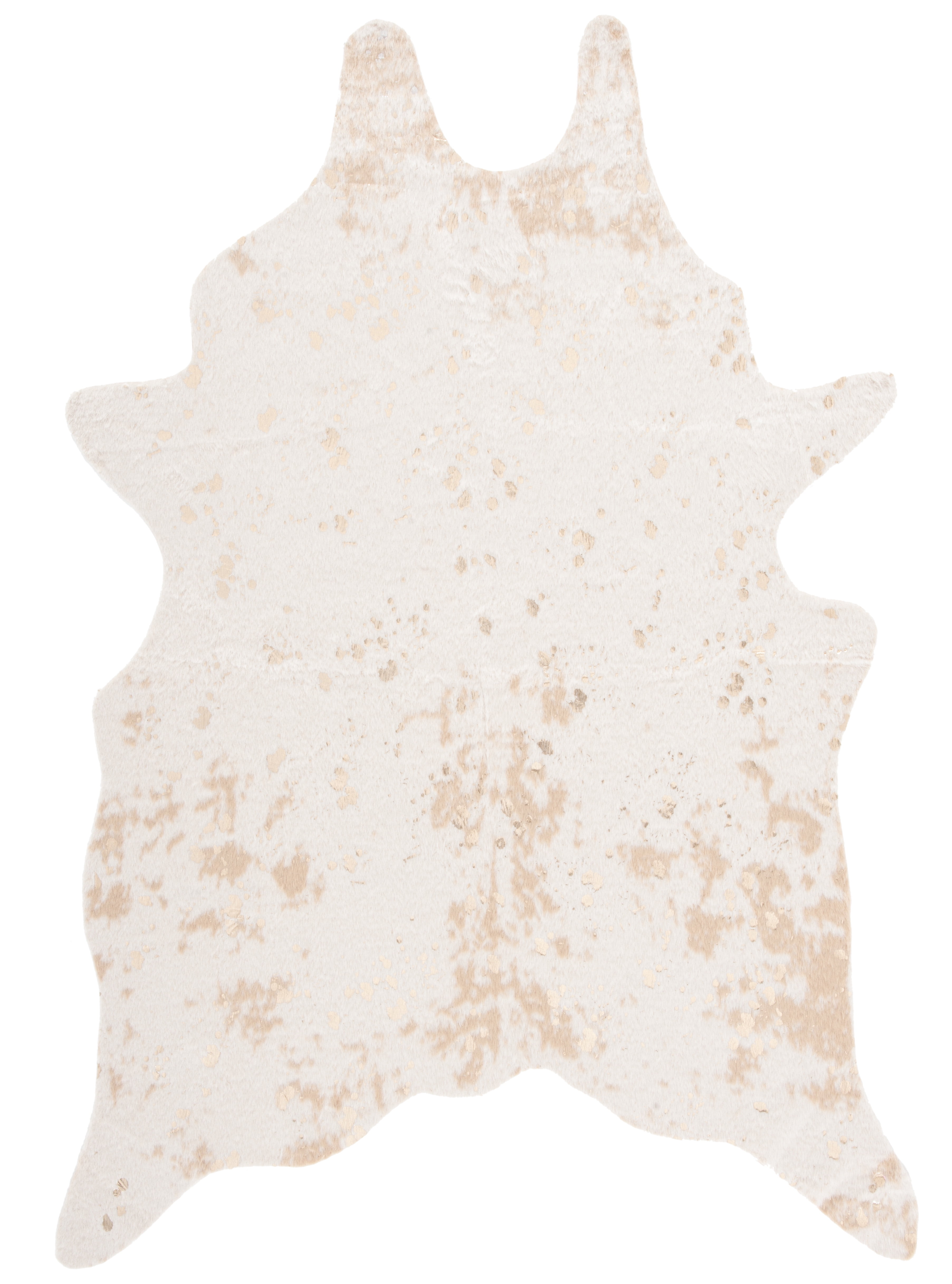 Beige and Gold Faux Cowhide 6' x 8' Area Rug