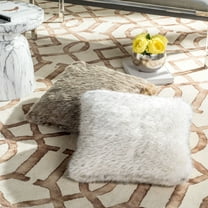 SAFAVIEH Faux Dalmatian Tips Solid Plush Fur Pillow, Milk/Chocolate