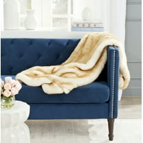 SAFAVIEH Faux Fox Solid Plush Fur Throw, 50" x 60", Light Brown