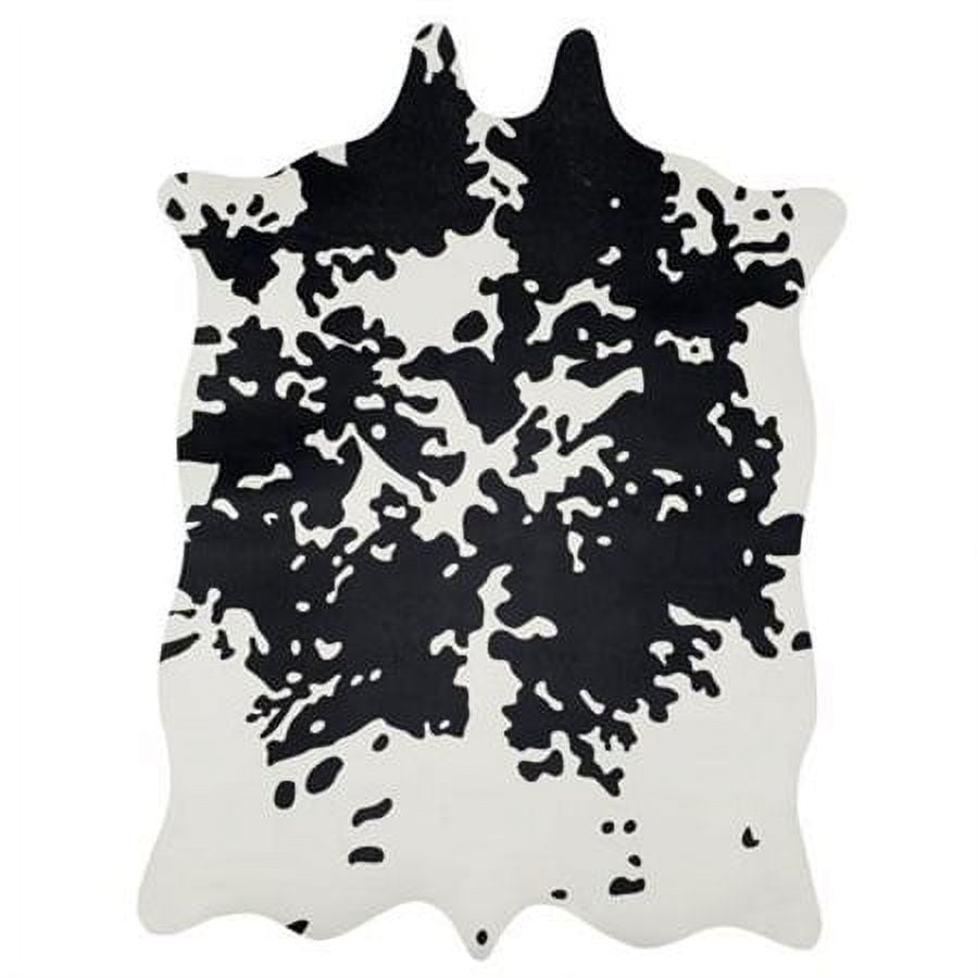 Brown and White Faux Cowhide Rectangular Area Rug