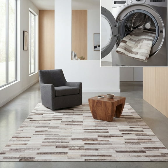 SAFAVIEH Faux Hide Craig Modern Area Rug, Beige/Brown, 9' x 12'