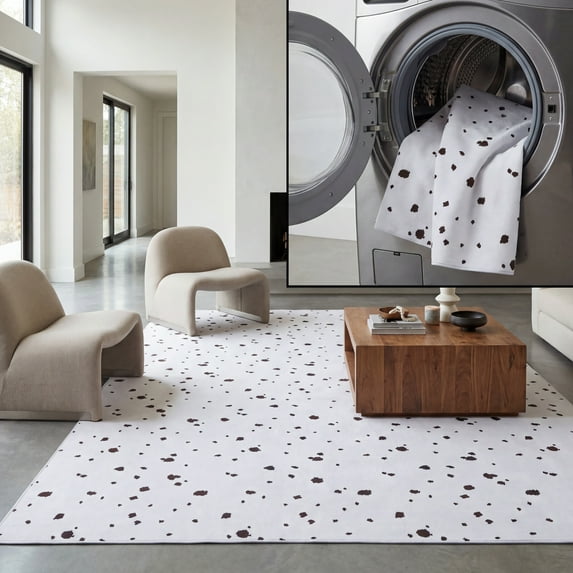 SAFAVIEH Faux Hide Crane Dot-Print Area Rug, Ivory/Black, 8' x 10'