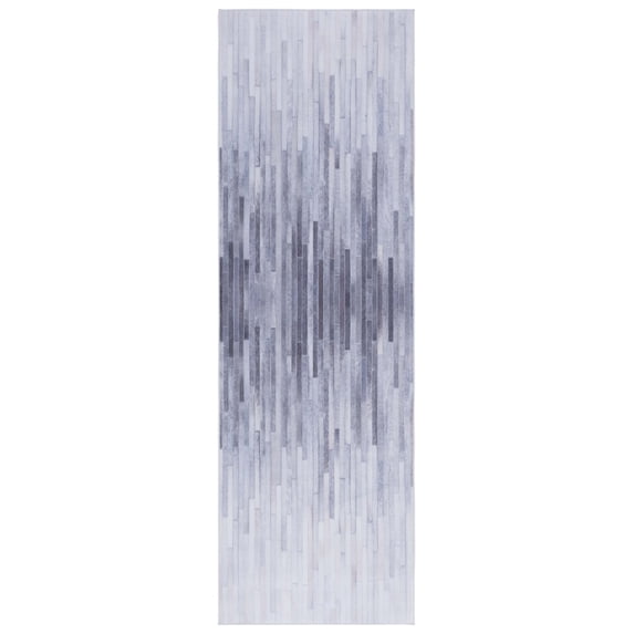 SAFAVIEH Faux Hide Creighton Striped Machine Washable Runner Rug, Ivory/Light Grey, 2'6" x 6'