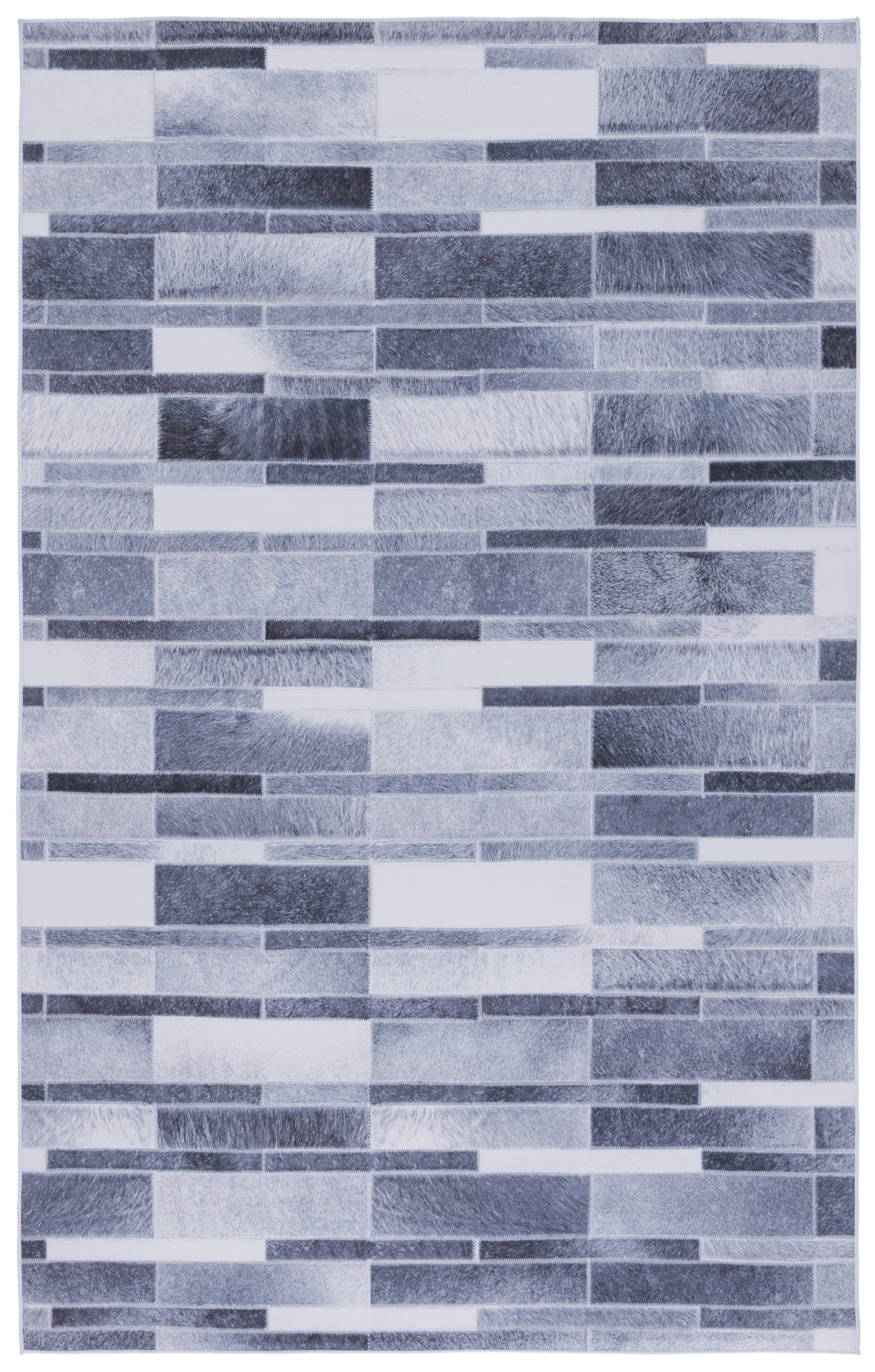 Ivory and Gray Faux Fur 6' x 9' Washable Area Rug