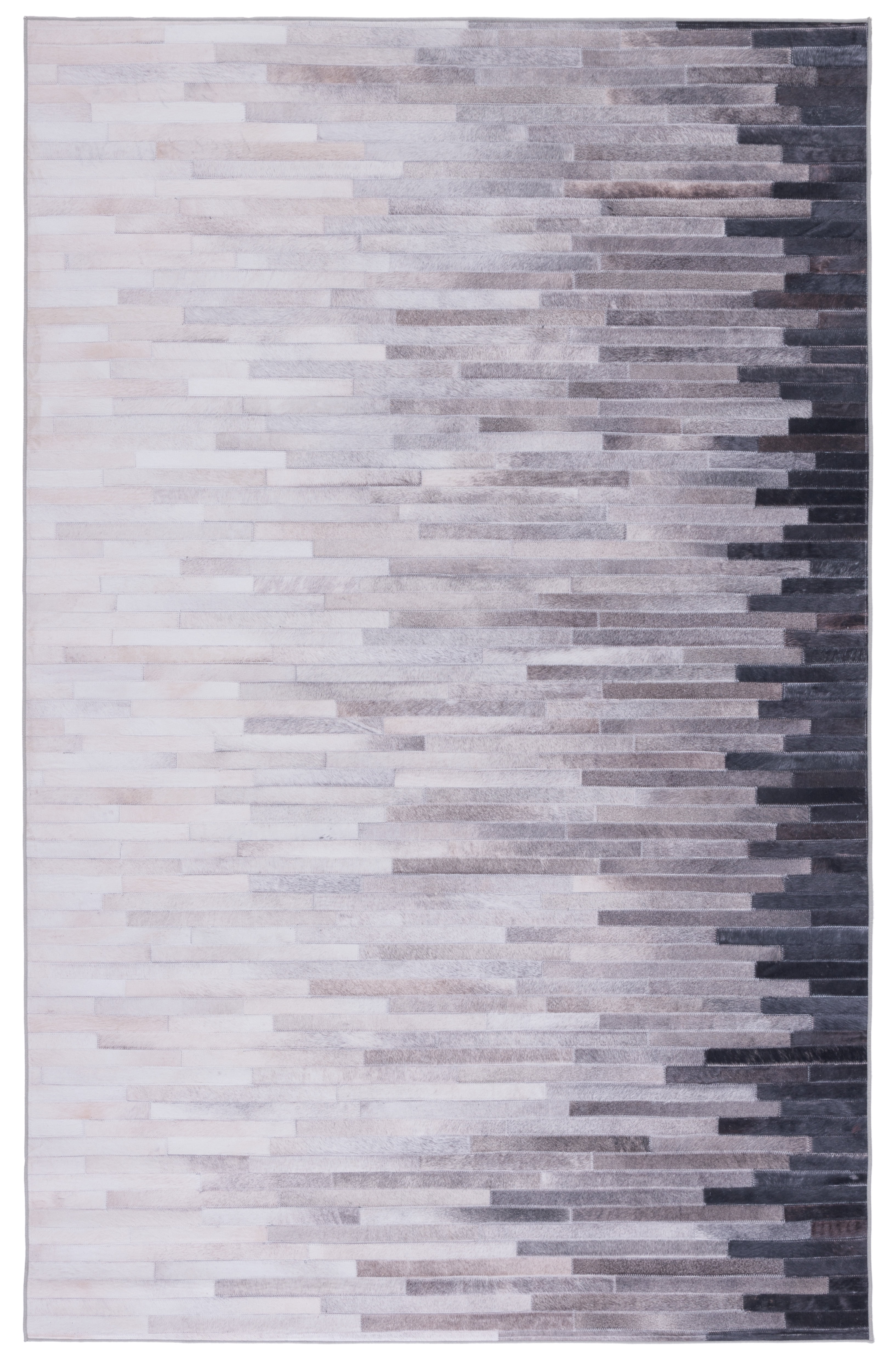 Gray Rectangular Hand-Knotted Faux Fur Rug, 3' x 5'