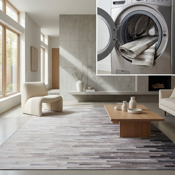 SAFAVIEH Faux Hide Crispin Modern Area Rug, Ivory/Grey, 4' x 6'