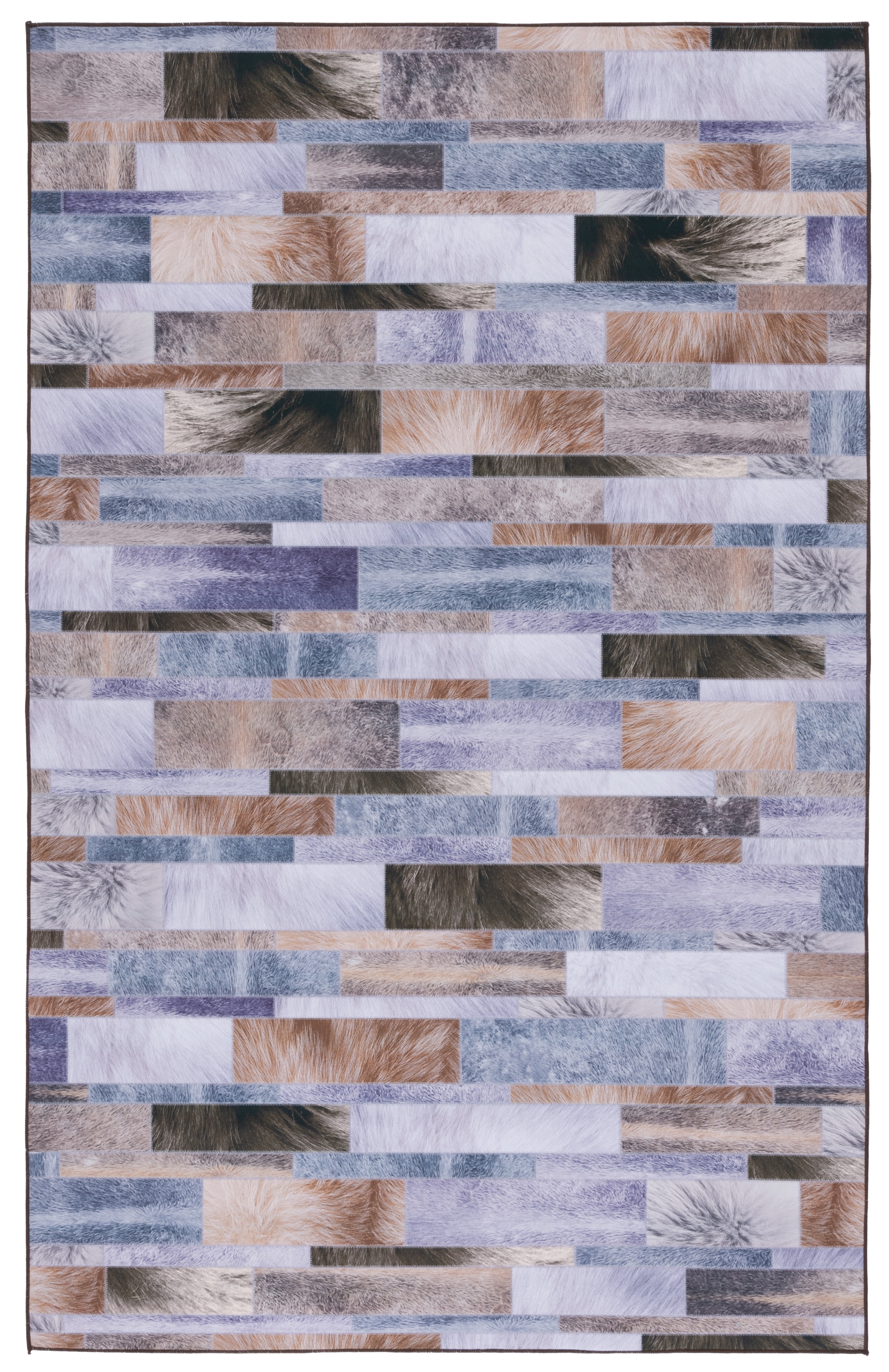 Multicolor Faux Fur Rectangular Washable Area Rug