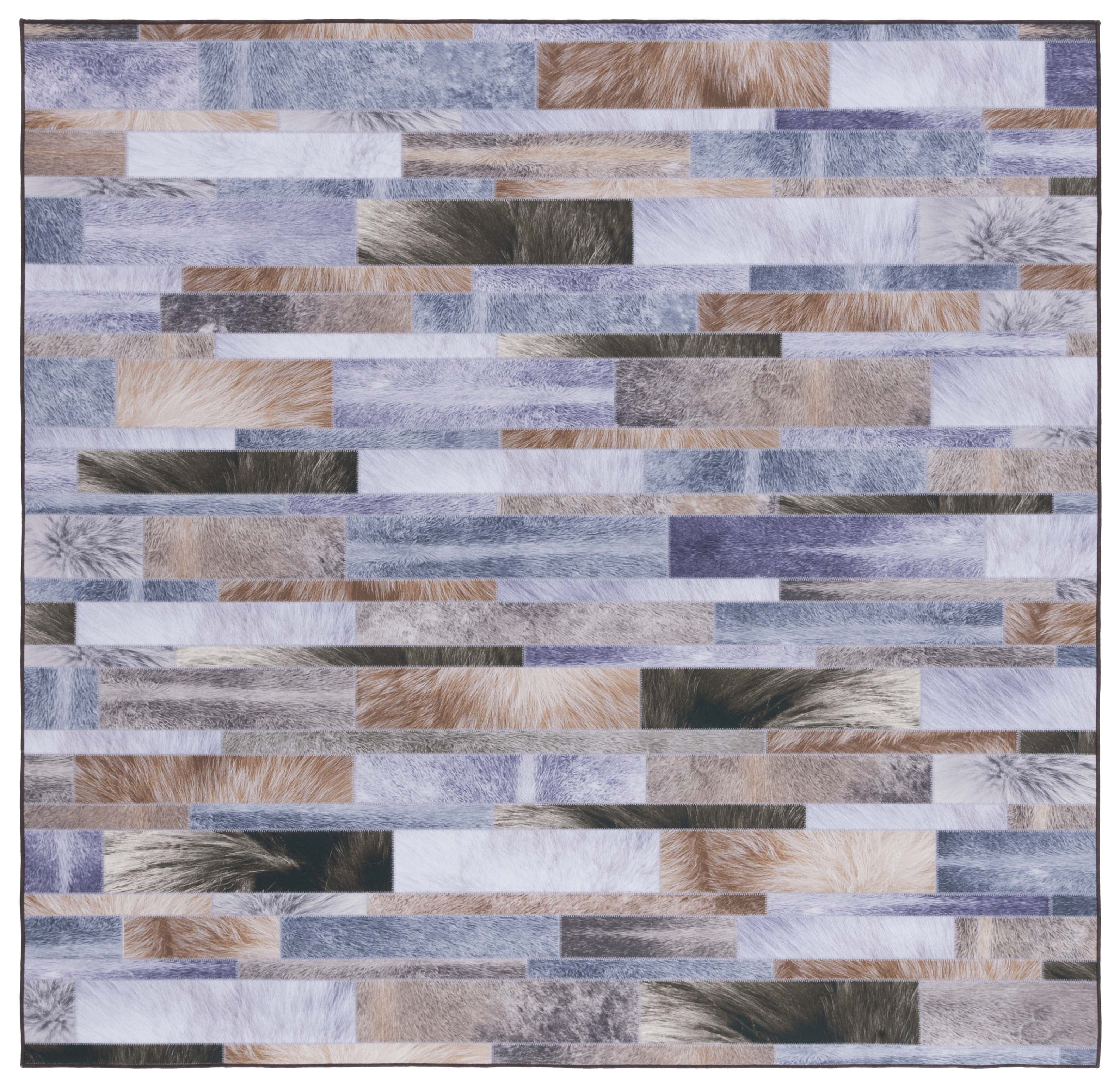 Rustic-Chic Multicolor Faux Hide Square Rug - Machine Washable