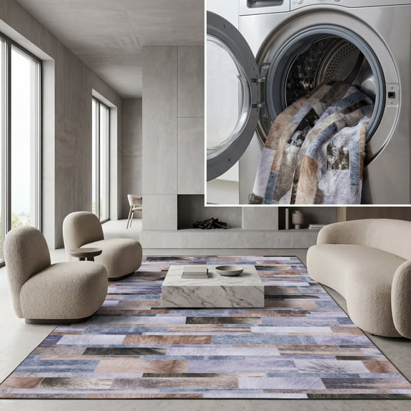 SAFAVIEH Faux Hide Crofton Modern Area Rug, Beige/Purple, 8' x 10'