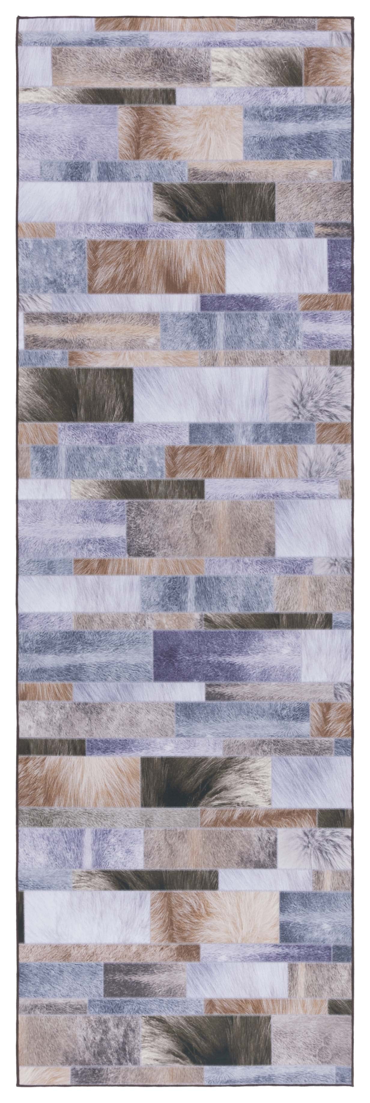 Multicolor Faux Hide 2'6" x 8' Machine Washable Runner Rug