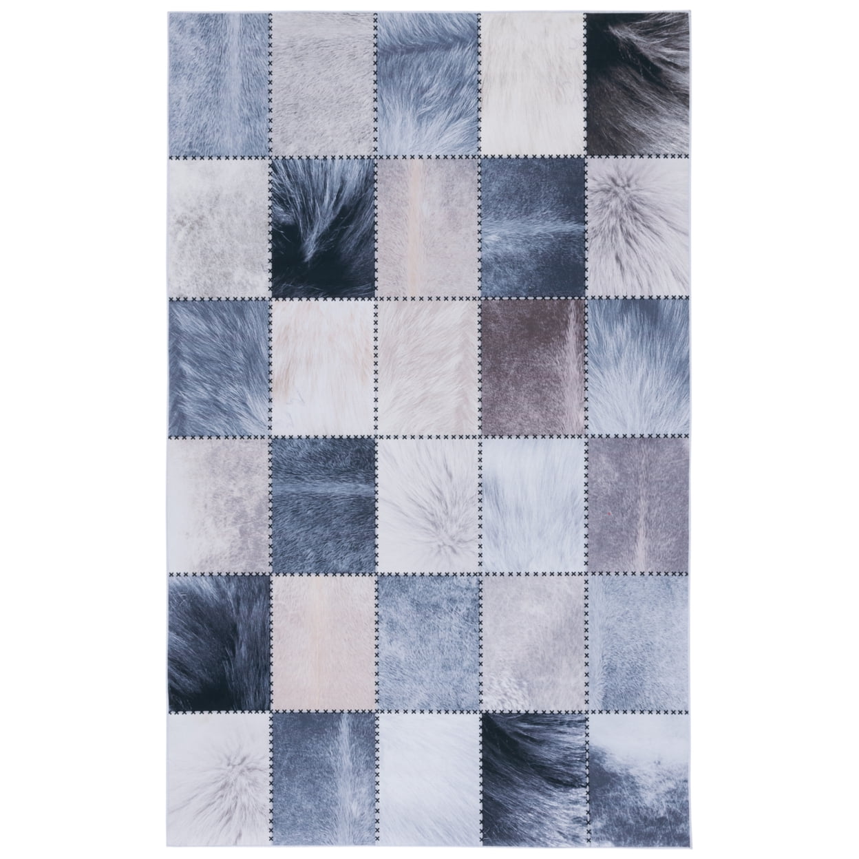 Beige/Grey Faux Fur Rectangular 4' x 6' Rug