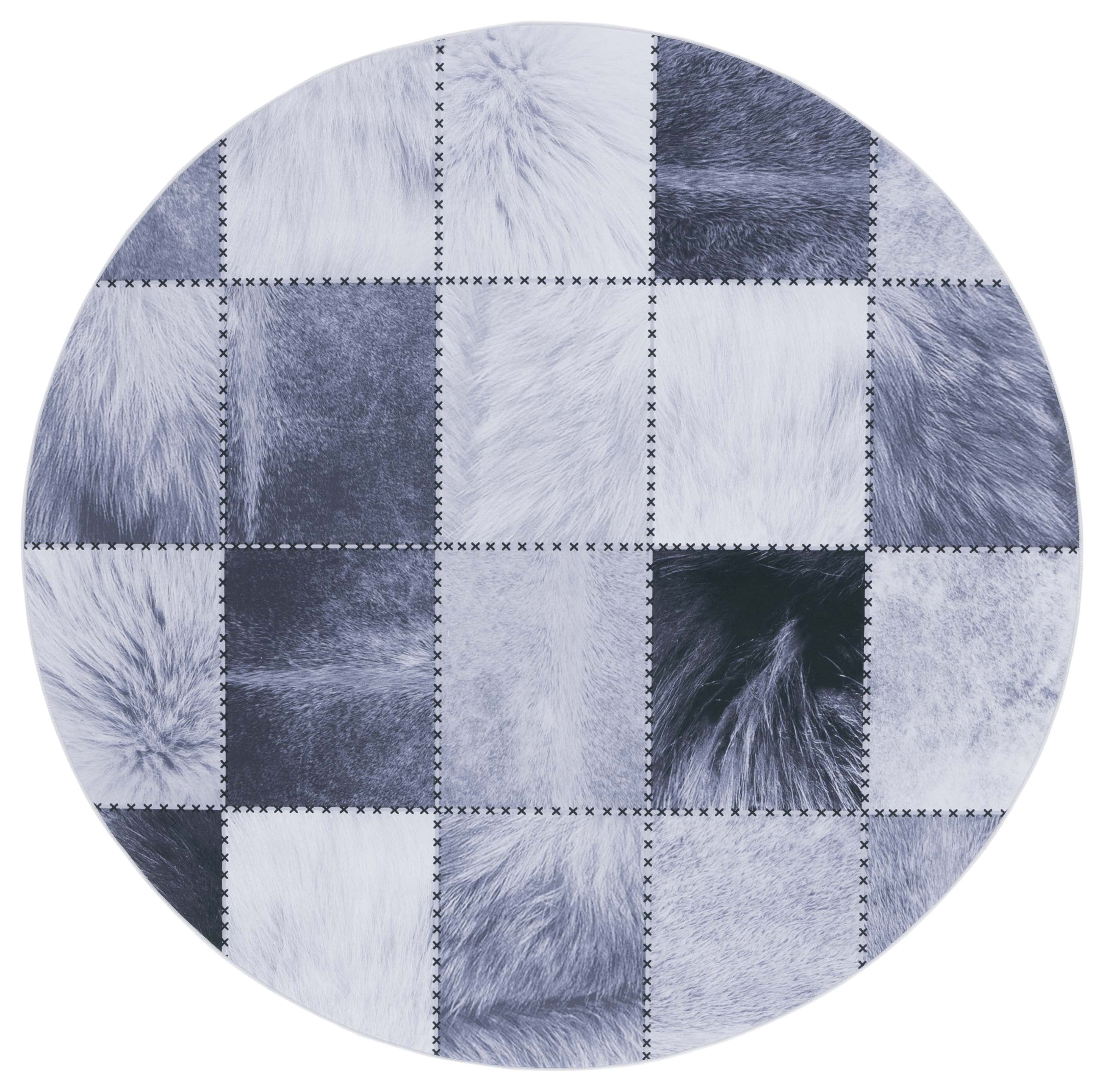 Round Hide Rugs SAFAVIEH Faux Hide Crystal Modern Area Rug, Light Grey/Grey, 6' x 6 ...
