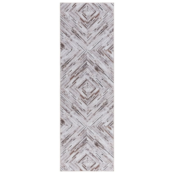 SAFAVIEH Faux Hide Curtis Diamond Machine Washable Runner Rug, Beige/Brown, 2'6" x 10'